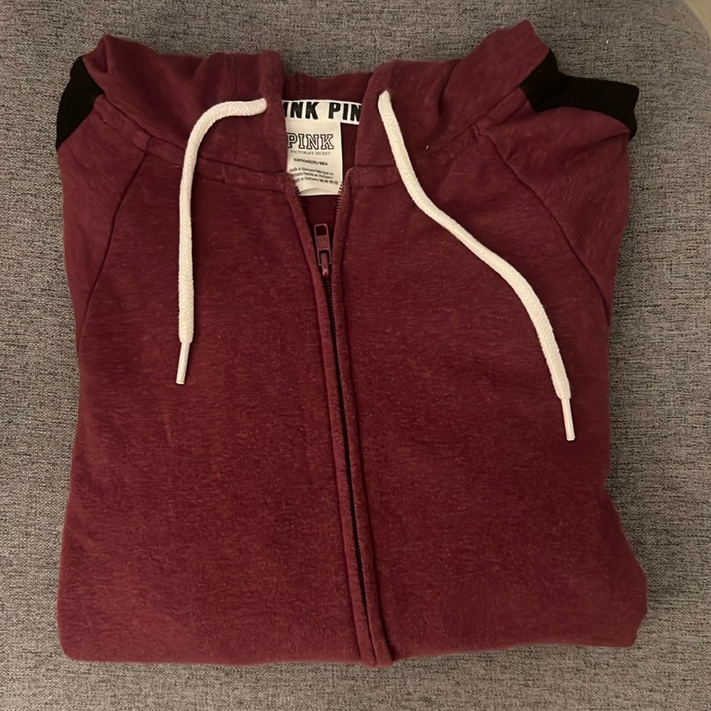 VS Pink Burgandy Zip-Up Hoodie